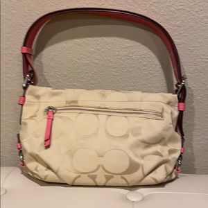 Coach East West Duffle Bag. Tan and Pink